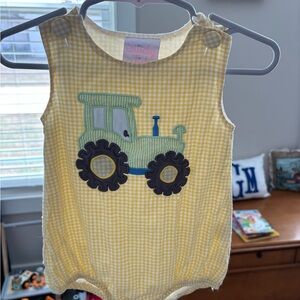 Stitchy Yellow Gingham Tractor bubble